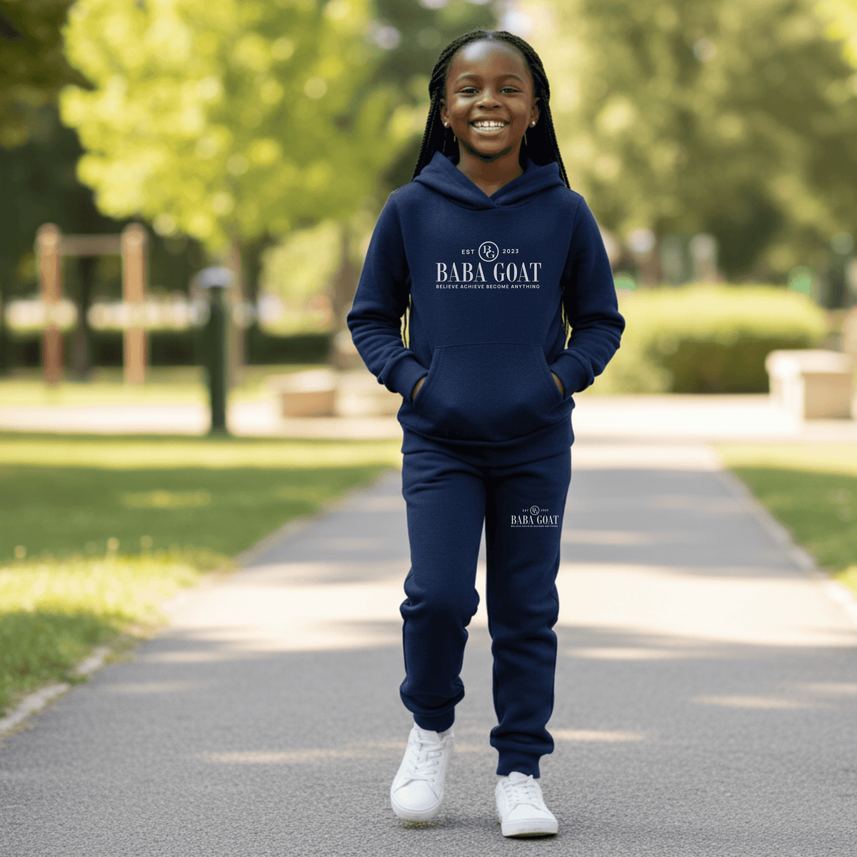 Full view of matching hoodie and jogger set for youth