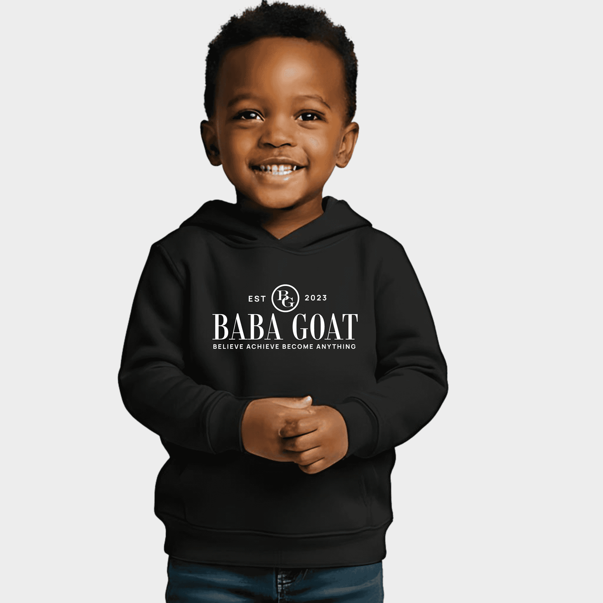 BABA GOAT Kids Luxury Streetwear Hoodie in signature black