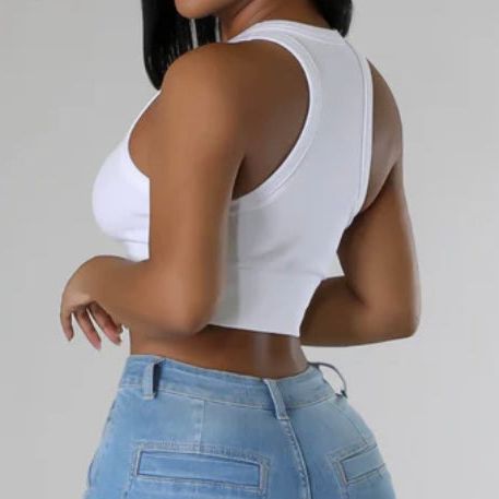 WOMEN RIBBED CROP TOP BG 1008A