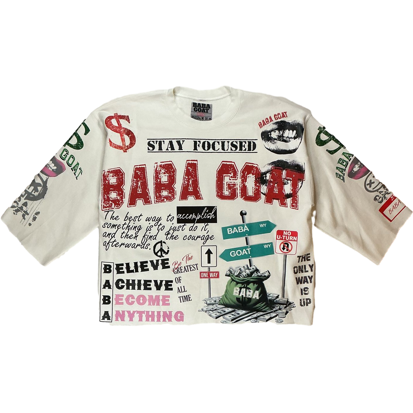 “Graffiti Message " Cropped Sweater T-Shirt