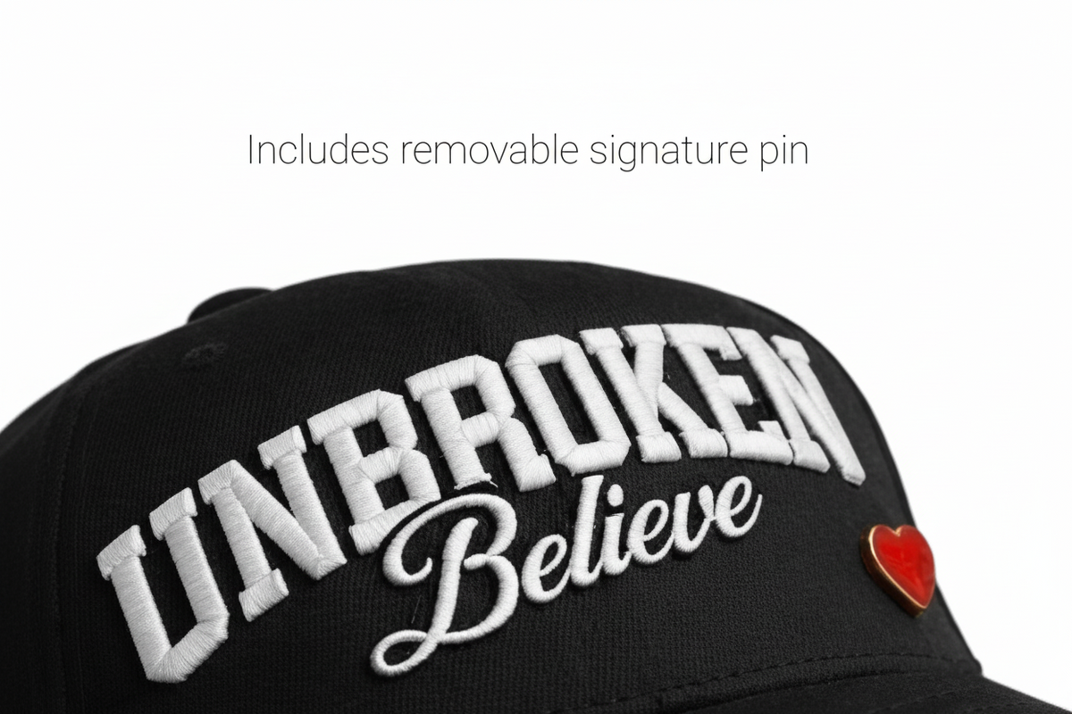 UNBROKEN Snapback Hat – Embroidered Streetwear Cap w/ Heart Pin | BABA GOAT
