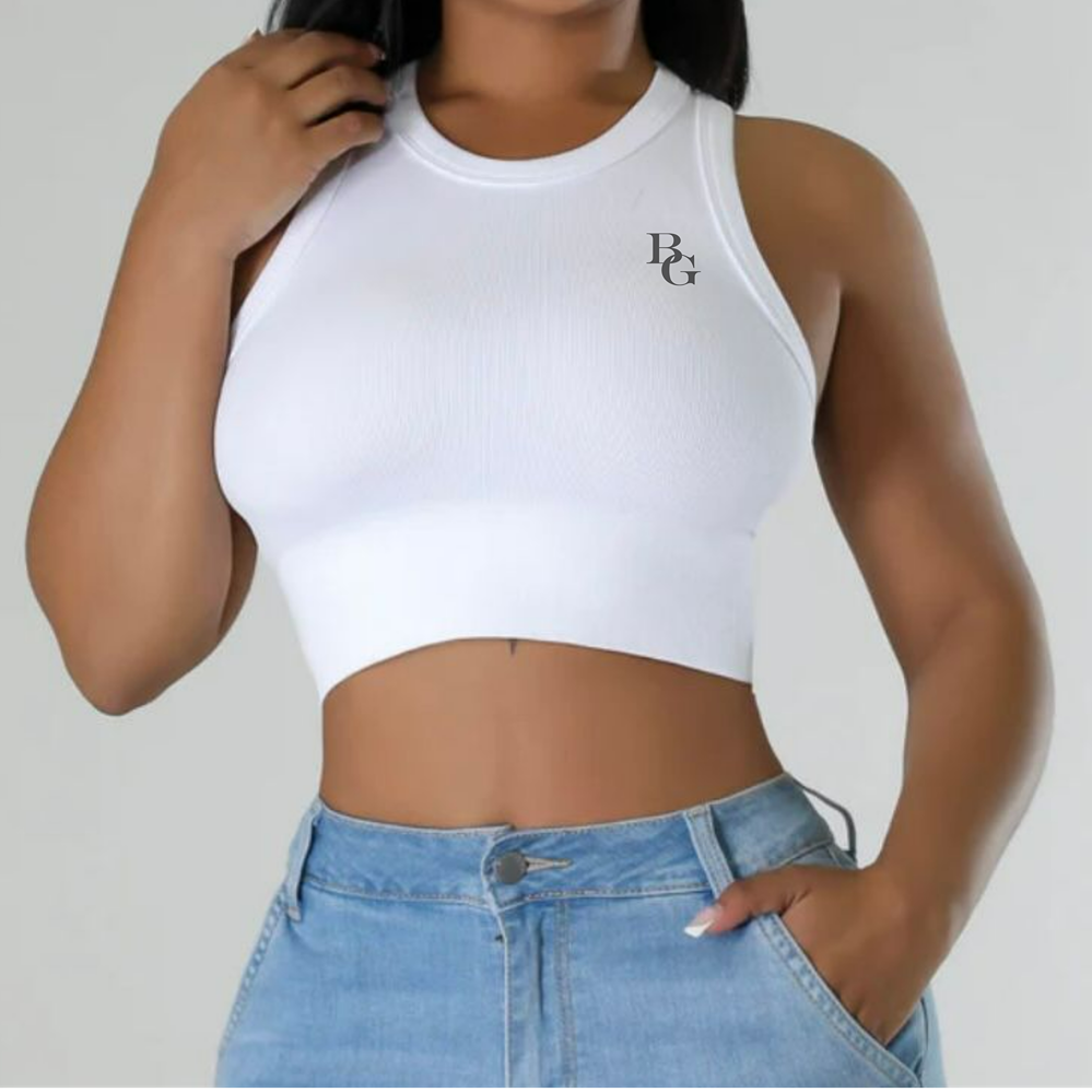 WOMEN RIBBED CROP TOP BG 1008A