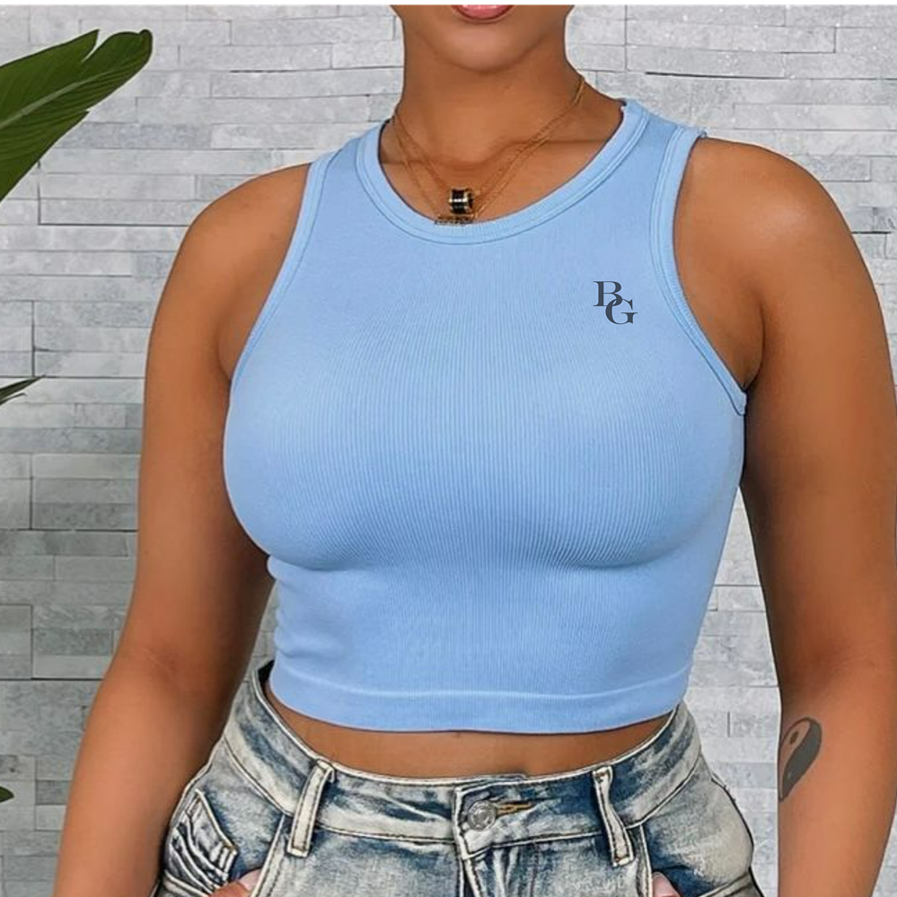 WOMEN RIBBED CROP TOP BG 1008A