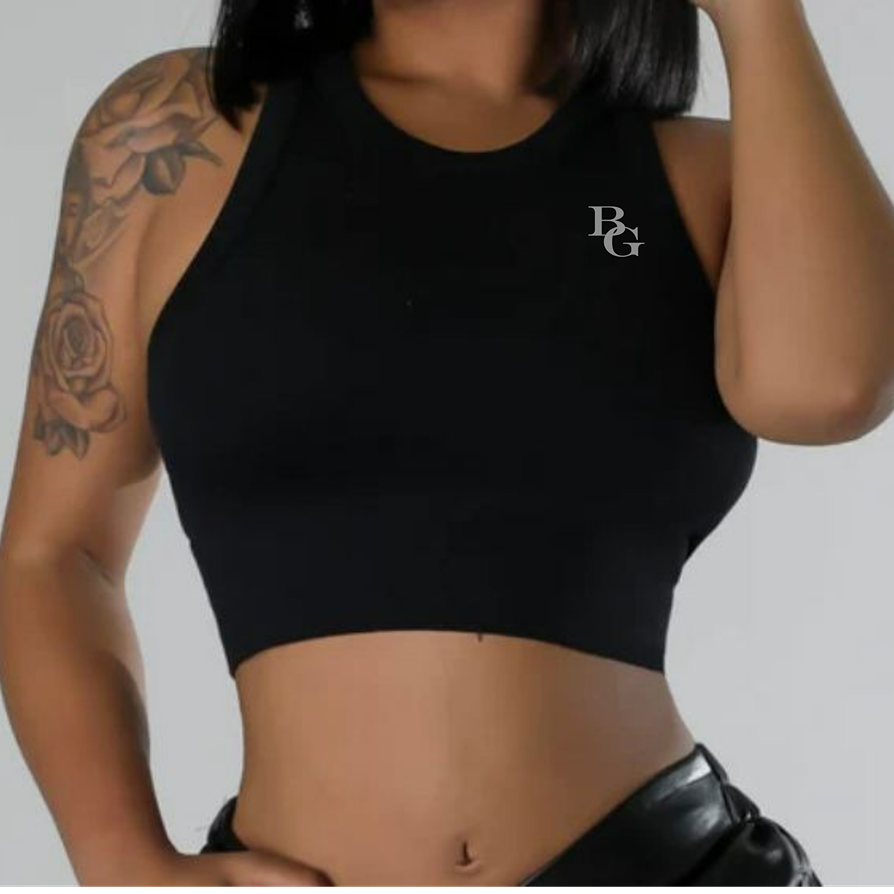 WOMEN RIBBED CROP TOP BG 1008A
