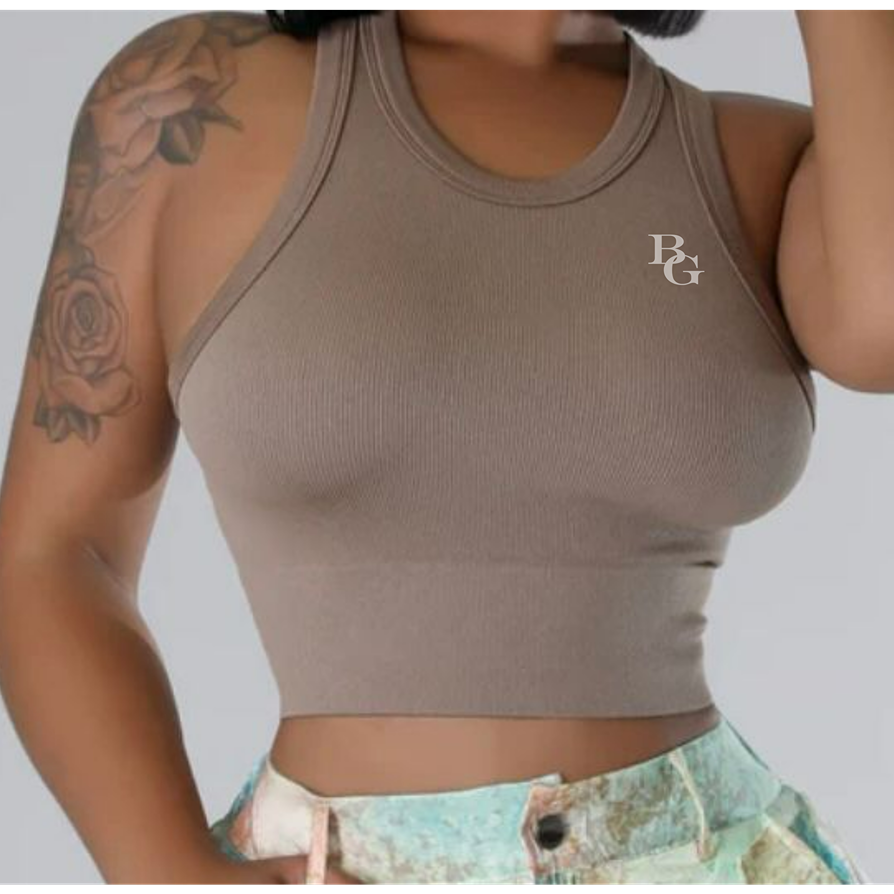WOMEN RIBBED CROP TOP BG 1008A