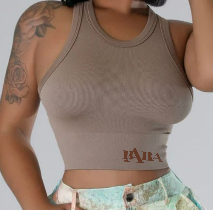WOMAN RIBBED SEAMLESS CROP TOPS BABA