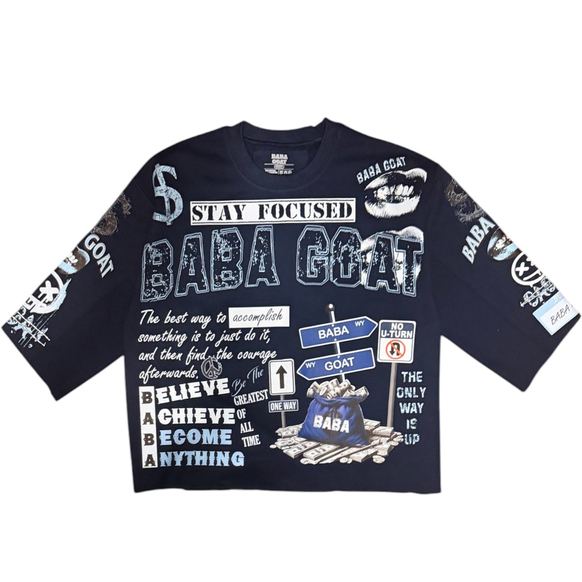 Streetwear Graffiti Message Cropped Sweater shirt B/B