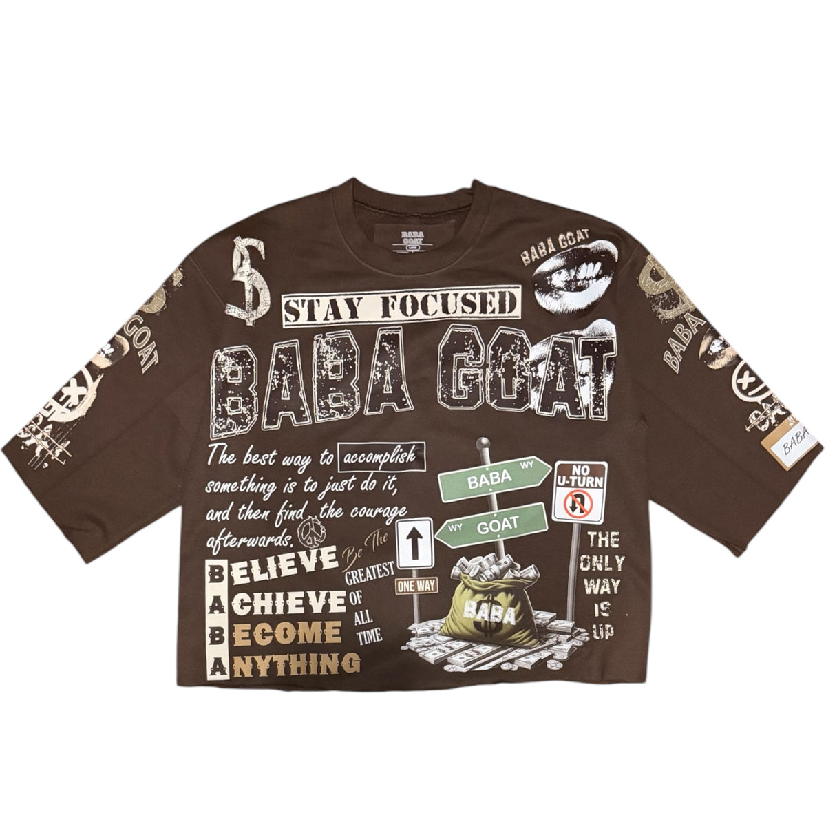 Streetwear Graffiti Message Cropped Sweater shirt B/B