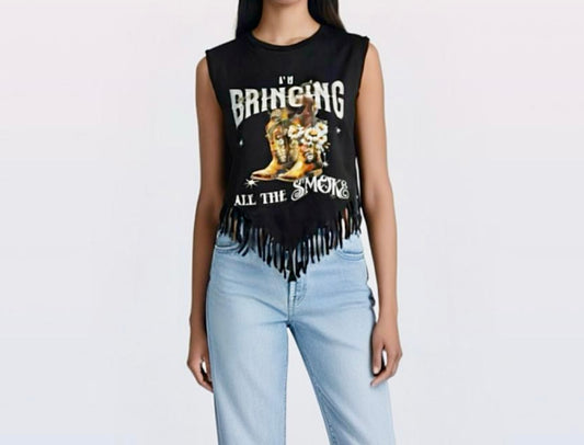 "Smoke"(2 for $35) Fringe Top