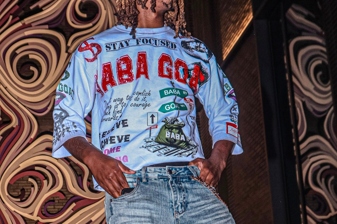 “Graffiti Message " Cropped Sweater T-Shirt