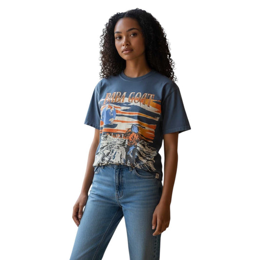 Model wearing BABA GOAT W Full of Opportunities luxury tee