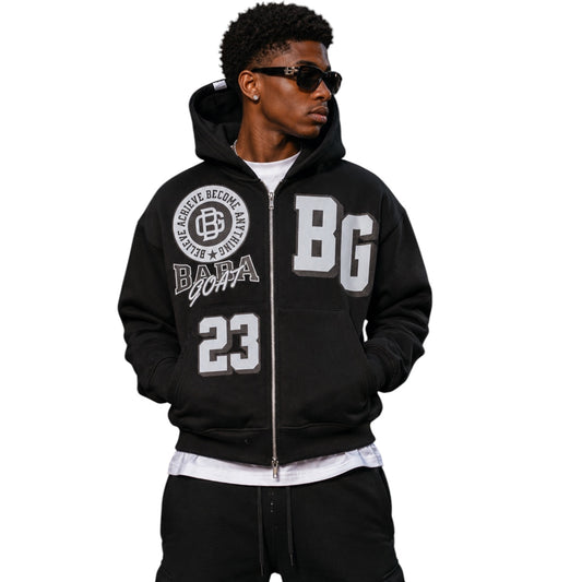 BG Heavyweight Streetwear Zip-Up Hoodie