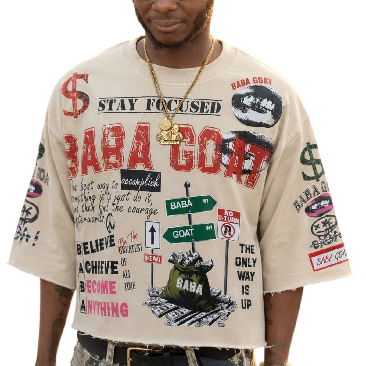 Streetwear Graffiti Message Cropped Sweater shirt