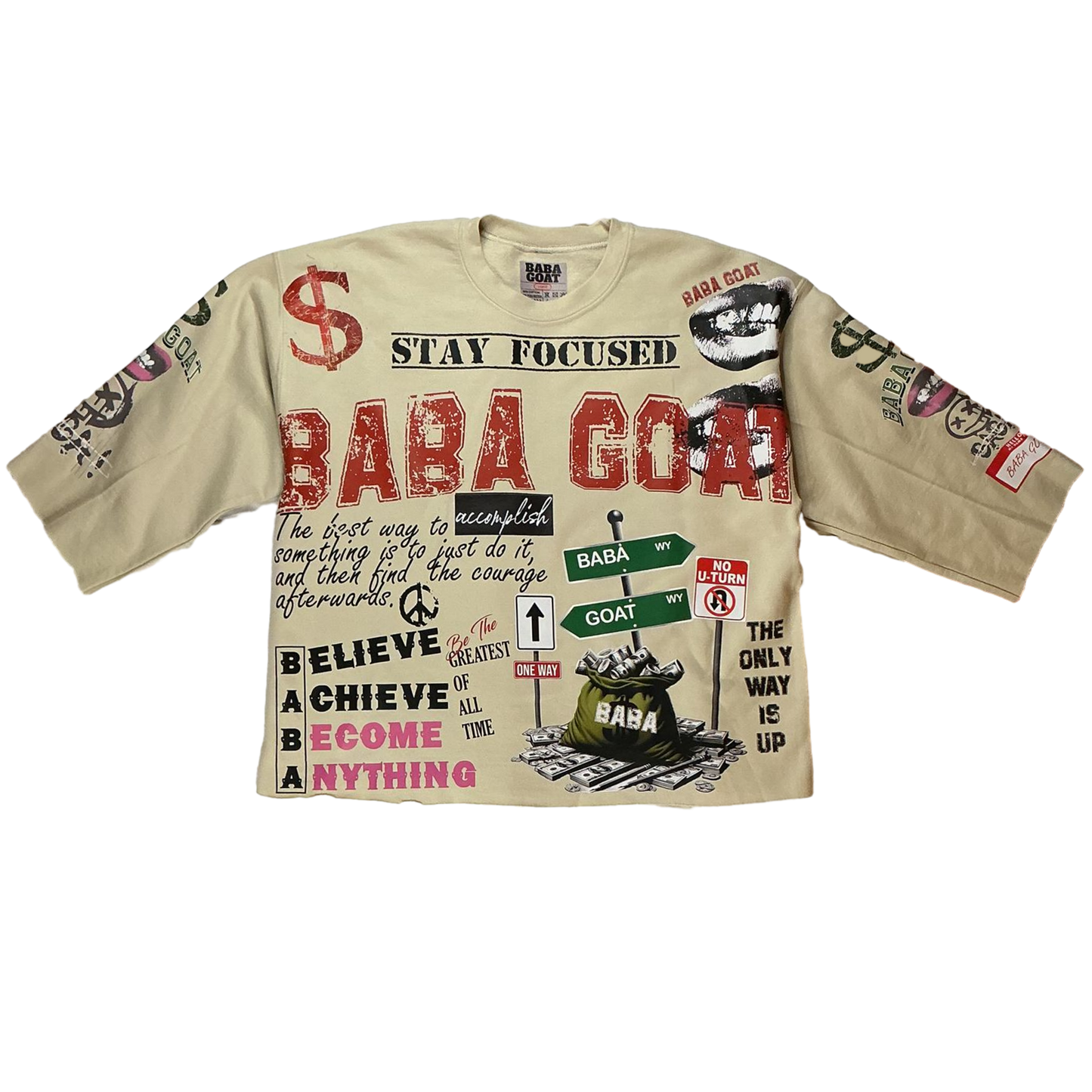 “Graffiti Message " Cropped Sweater T-Shirt