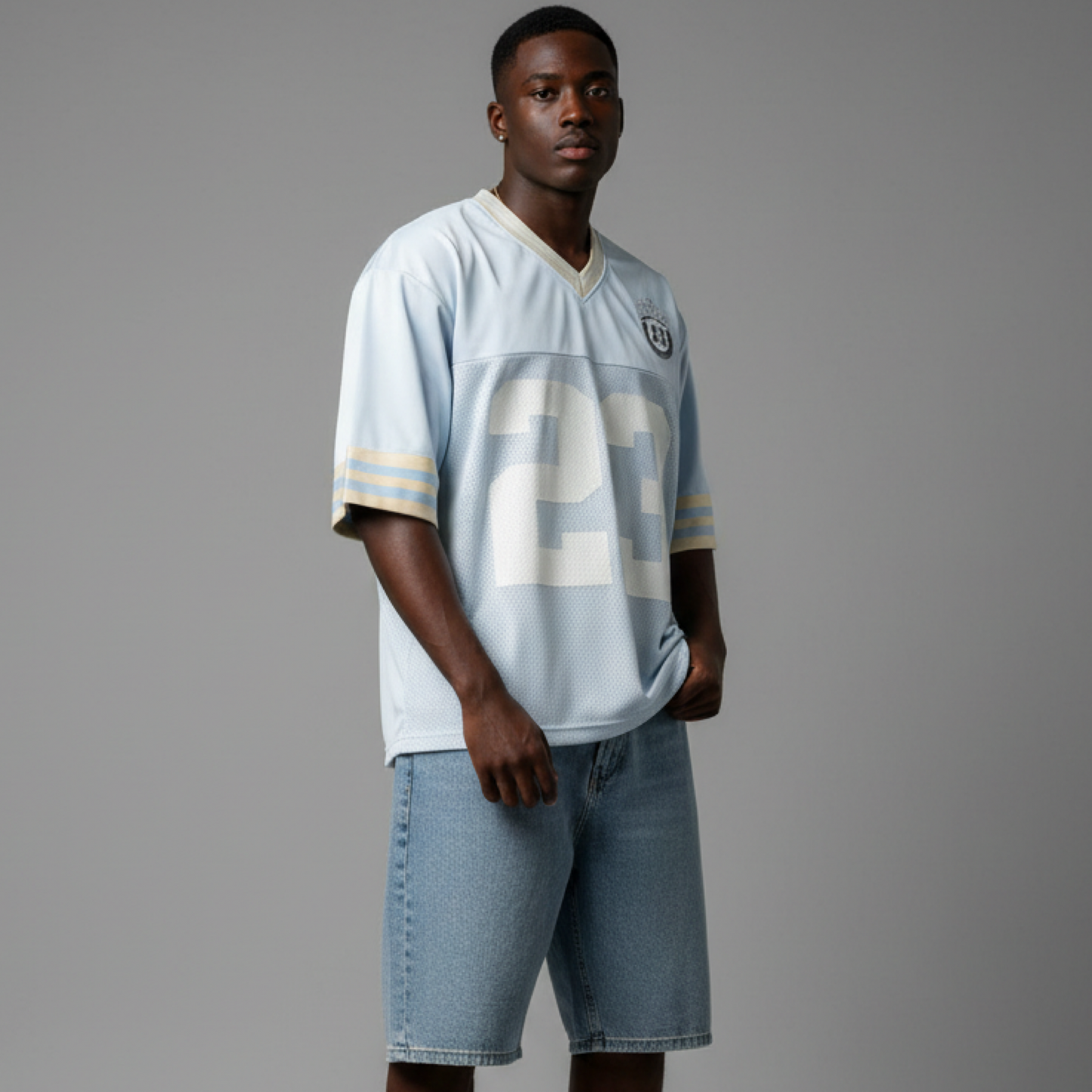 23 Jersey Cropped Oversized Top for Trendy Style