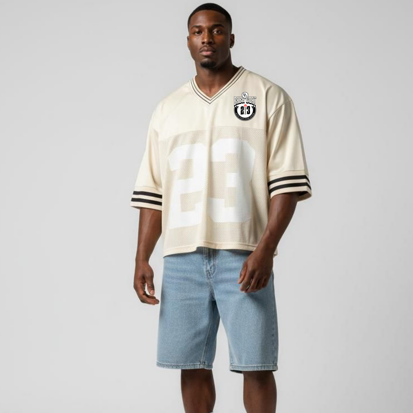 23 Jersey Cropped Oversized Top for Trendy Style