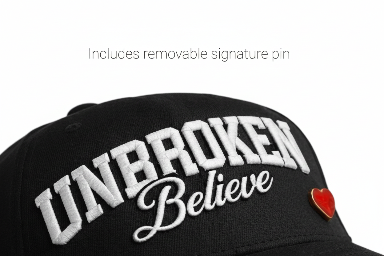 UNBROKEN Snapback Hat – Embroidered Streetwear Cap w/ Heart Pin | BABA GOAT