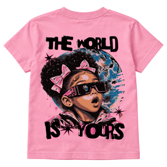 The World Is Yours Youth Graphic Tee – Pink