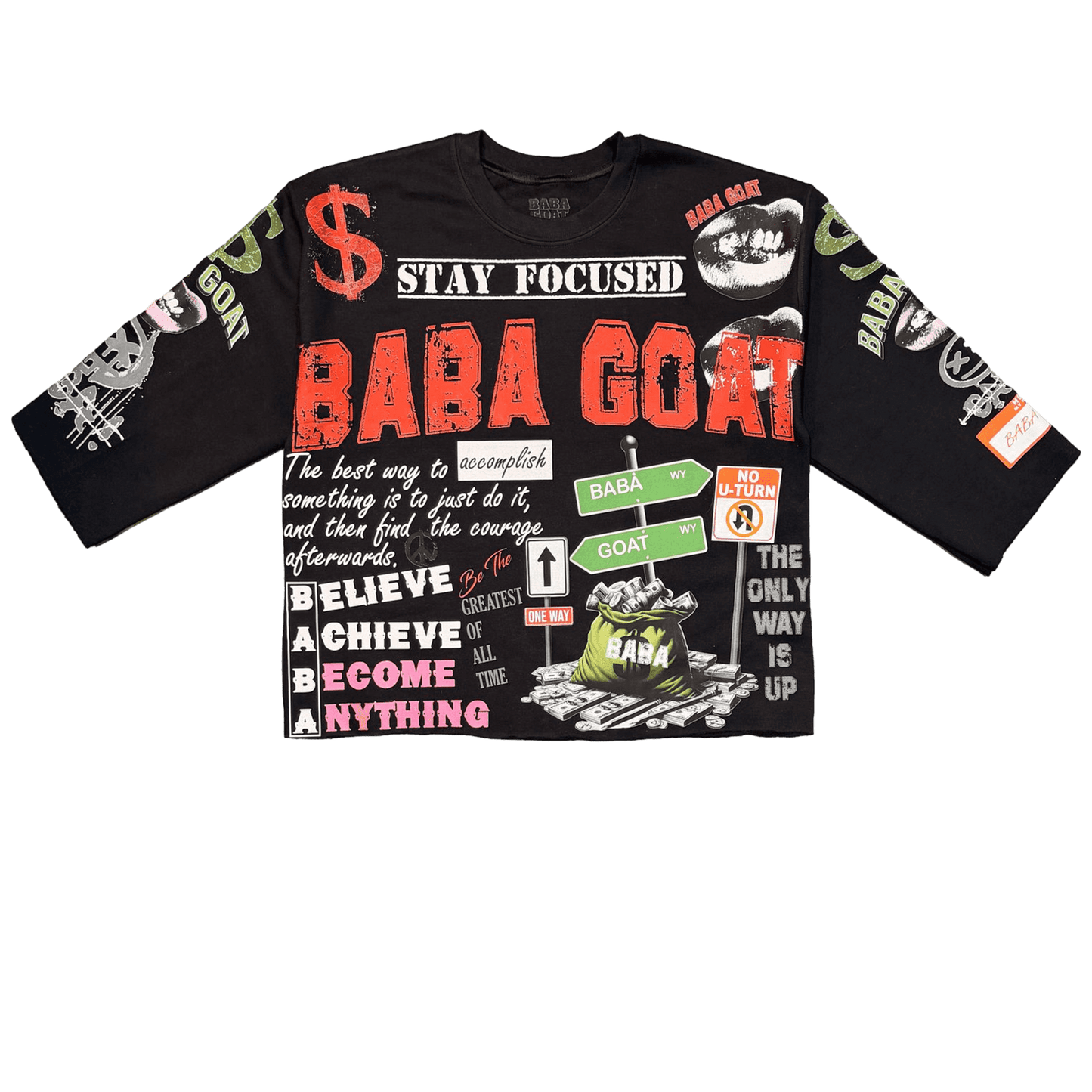 Graffiti Message Cropped Streetwear Sweater front view 