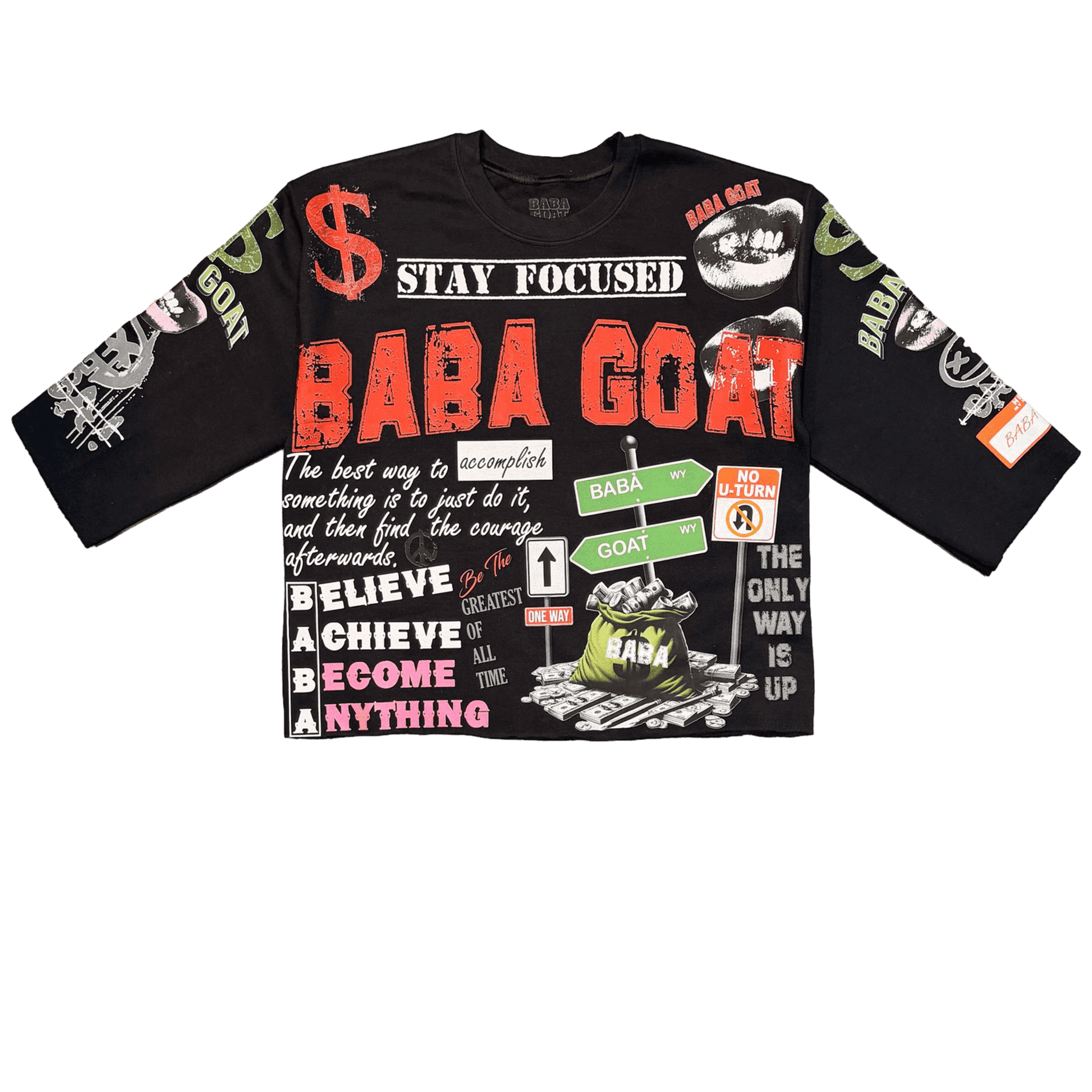 Graffiti Message Cropped Streetwear Sweater front view 
