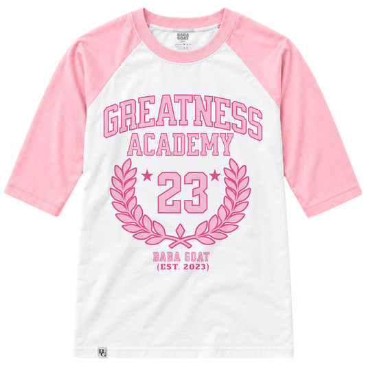 Greatness Academy 23 Youth Raglan Tee – Pink Edition