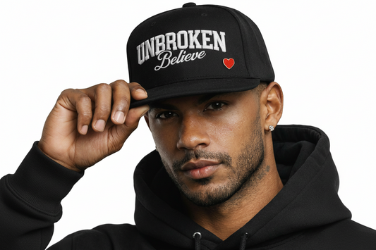 UNBROKEN Snapback Hat – Embroidered Streetwear Cap w/ Heart Pin | BABA GOAT