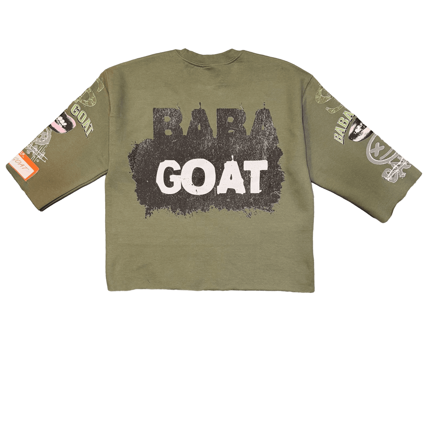 Back view of BABA GOAT cropped streetwear sweater shirt