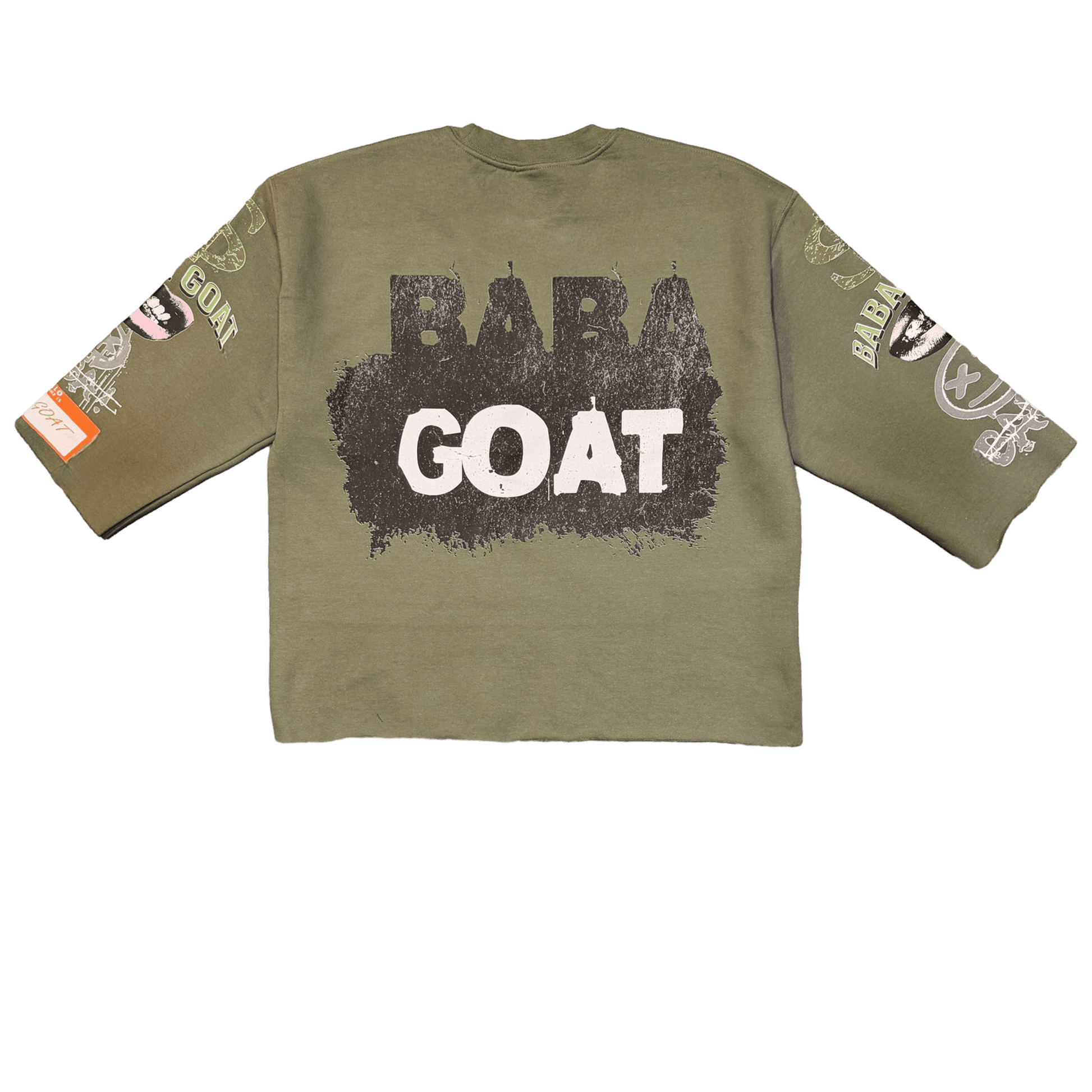Back view of BABA GOAT cropped streetwear sweater shirt
