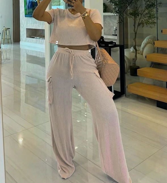 Ribbed SS Top & Pants Set