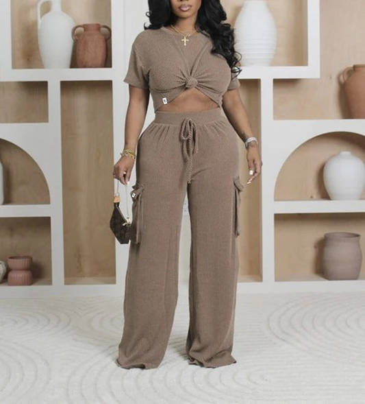 Ribbed SS Top & Pants Set